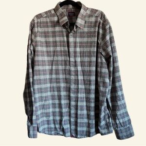 UNTUCKit Gray and Red Long Sleeve Button Up Cotton Shirt size XXL